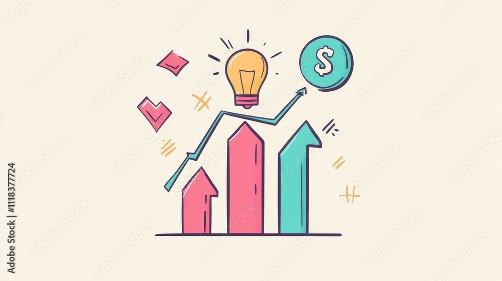 arrow pointing upwards flat design top view growth strategy theme cartoon drawing colored pastel arrow pointing upwards flat design top view growth strategy theme cartoon drawing colored pastel