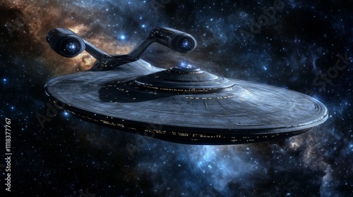 Star Trek Starship in Deep Space