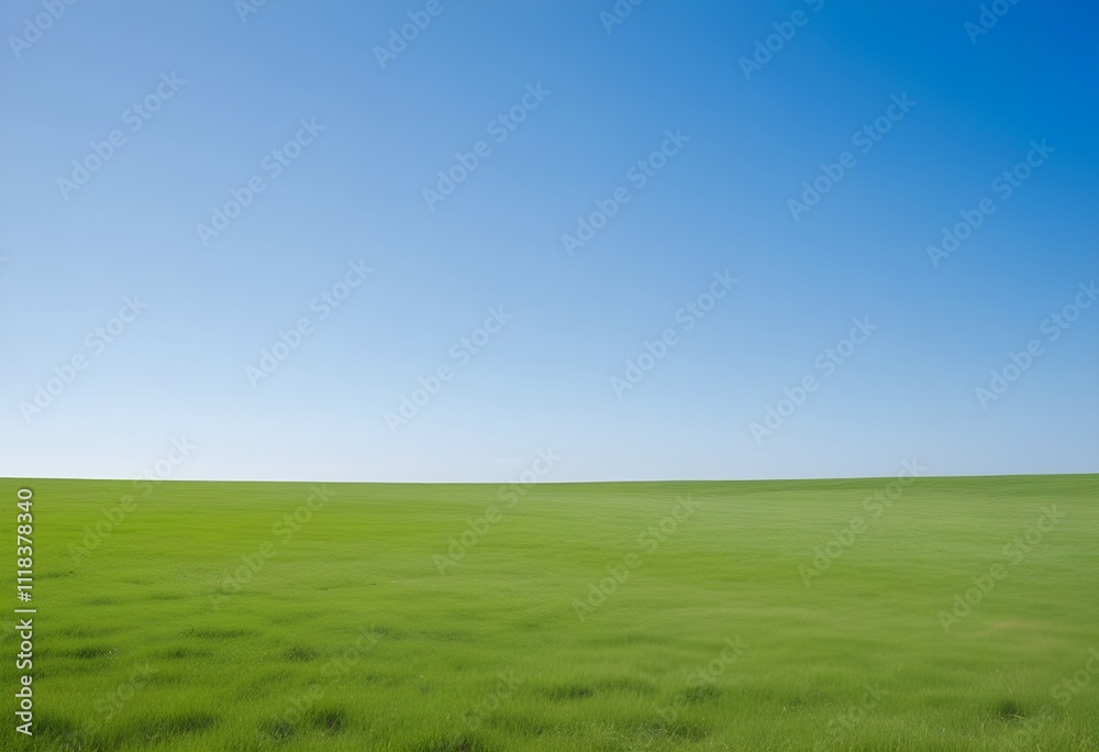 A vast green grassy field under a clear blue sky A vast green grassy field under a clear blue sky