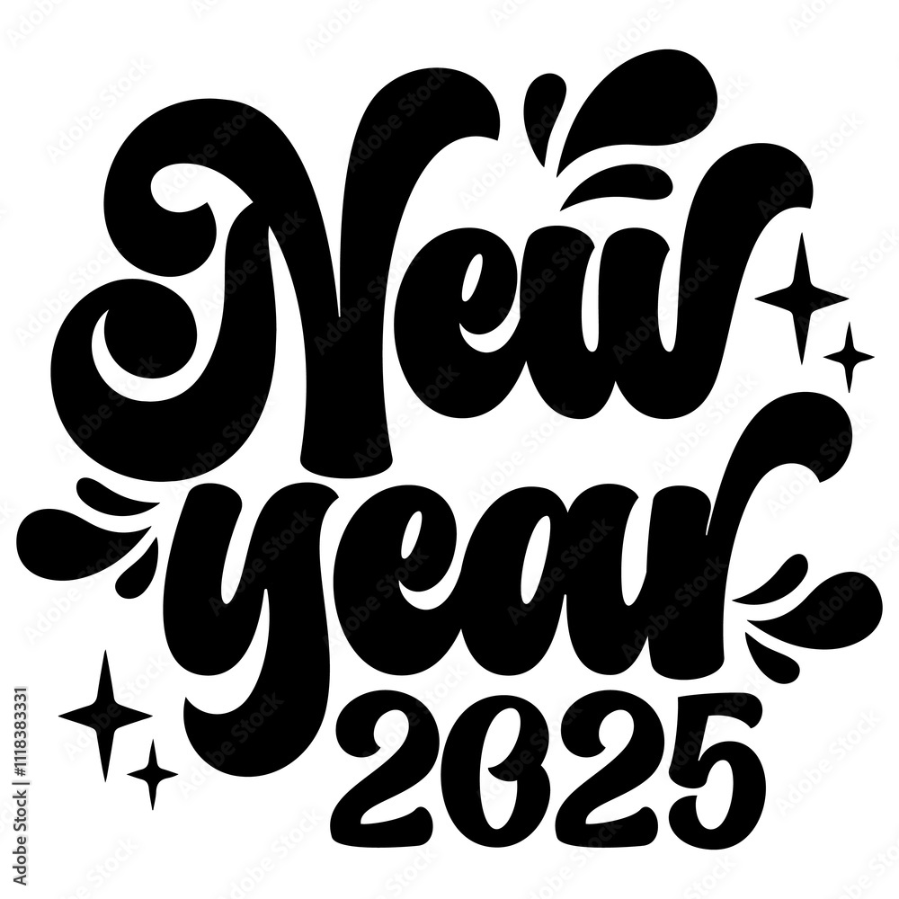 New Year 2025 typography clip art design for T-shirts and apparel, Happy New Year art on plain white background for shirt, hoodie, sweatshirt, card, tag, mug, icon, poster or badge New Year 2025 typography clip art design for T-shirts and apparel, Happy New Year art on plain white background for shirt, hoodie, sweatshirt, card, tag, mug, icon, poster or badge