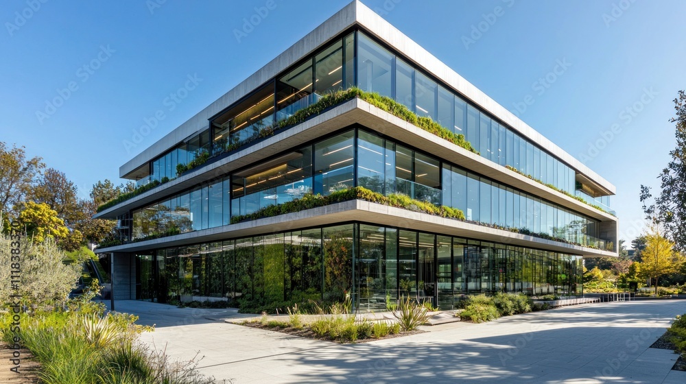 Modern Green Office Building Sustainable Architecture Glass Facade Modern Green Office Building Sustainable Architecture Glass Facade