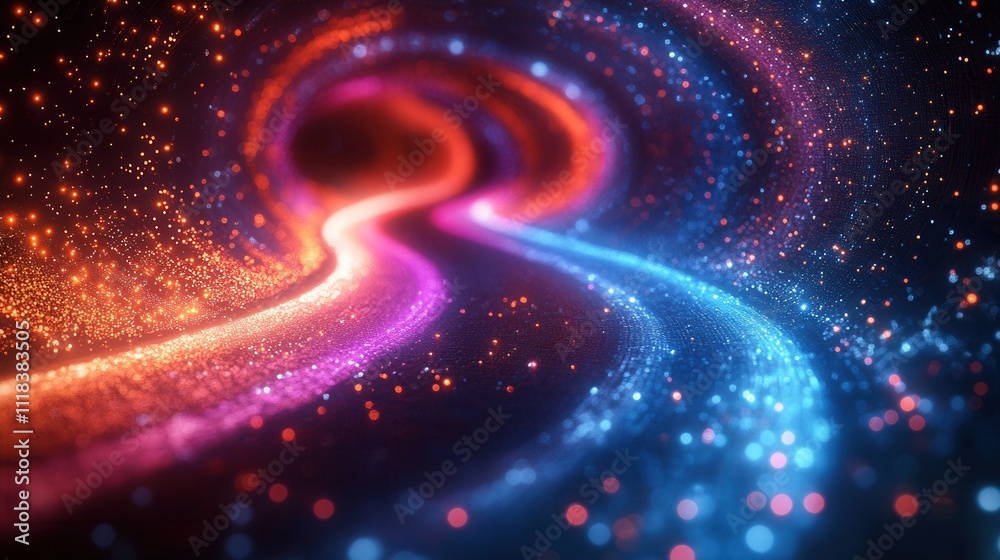 Colorful Light Trails Flowing Through Vibrant Space Background Colorful Light Trails Flowing Through Vibrant Space Background