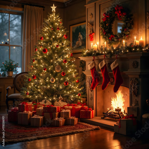 christmas tree decoration with lighting 