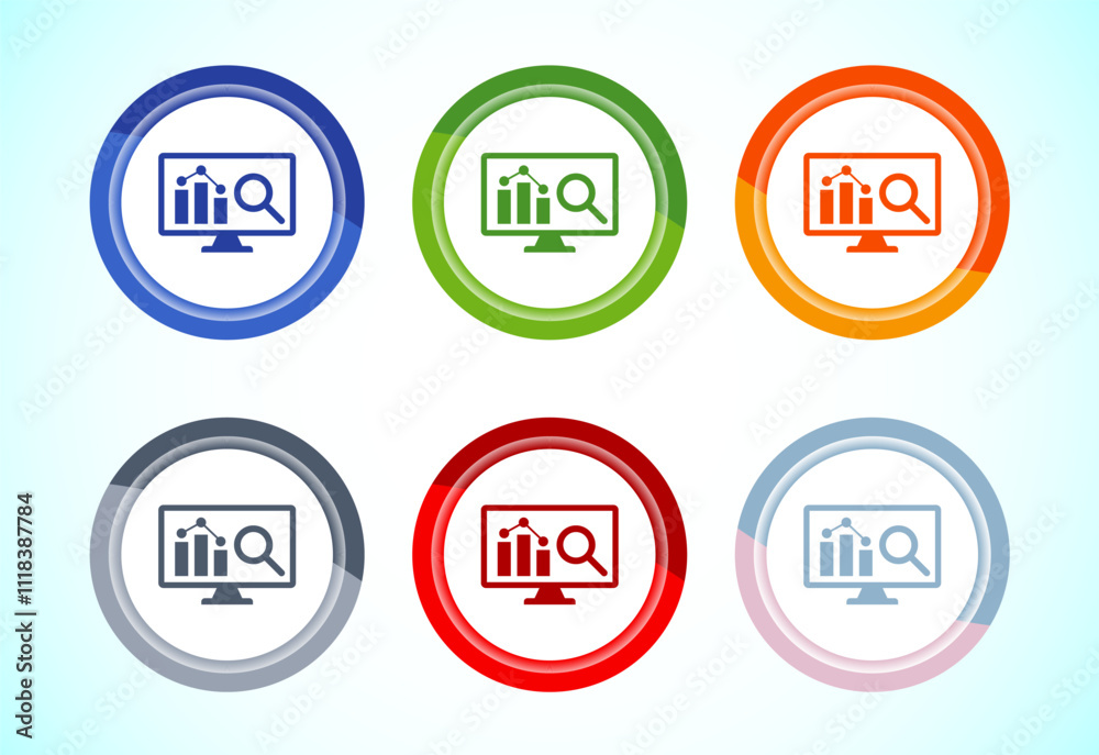Data analytics icon design illustration. Market research, analytic icon, Button Design Saet Data analytics icon design illustration. Market research, analytic icon, Button Design Saet