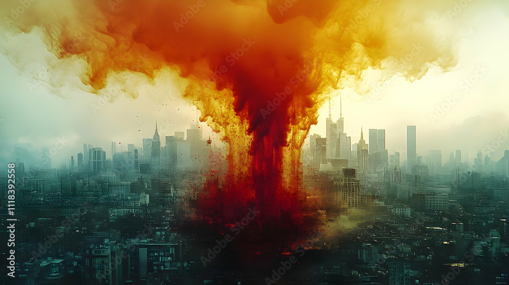 Fototapeta premium Cityscape Abstract Illustration with a Blast of Color