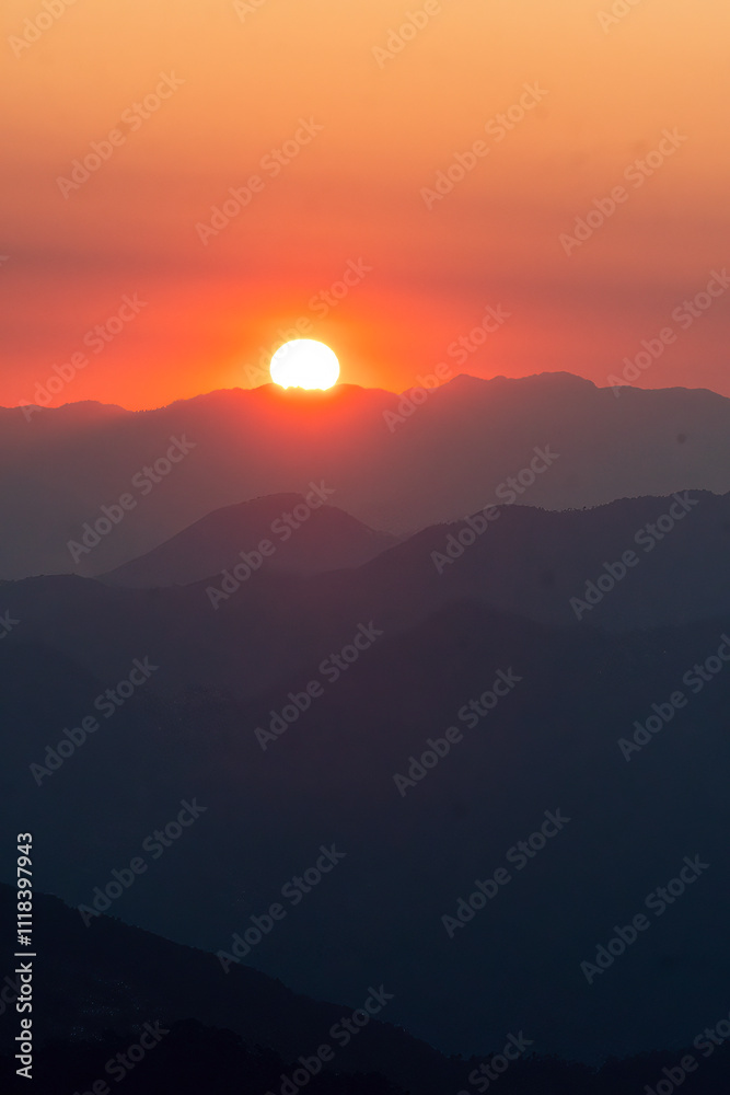 A beautiful view of Garhwal mountain range during the sunset from the outskirts of Chopta, Uttarakhand A beautiful view of Garhwal mountain range during the sunset from the outskirts of Chopta, Uttarakhand