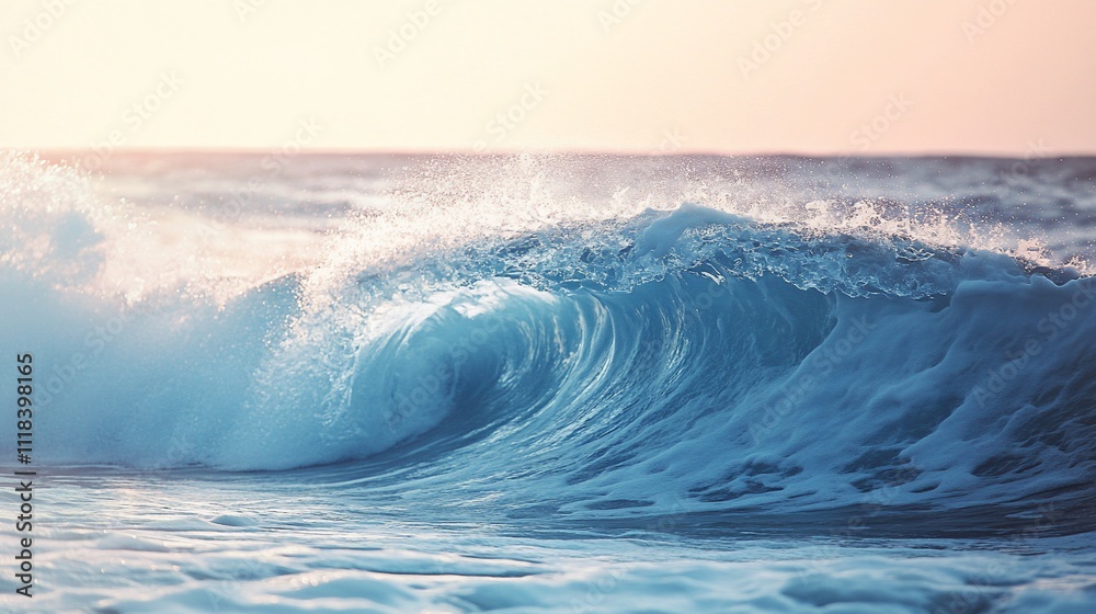 A close-up of a wave crashing against the shore at sunset. A close-up of a wave crashing against the shore at sunset.
