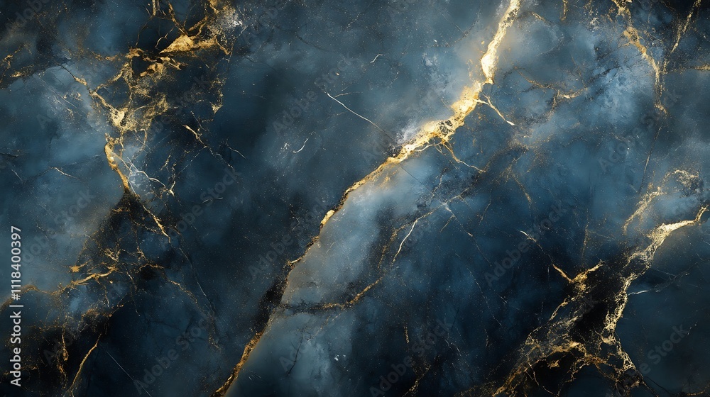 Stunning Blue Marble with Golden Veins: A Luxurious Background