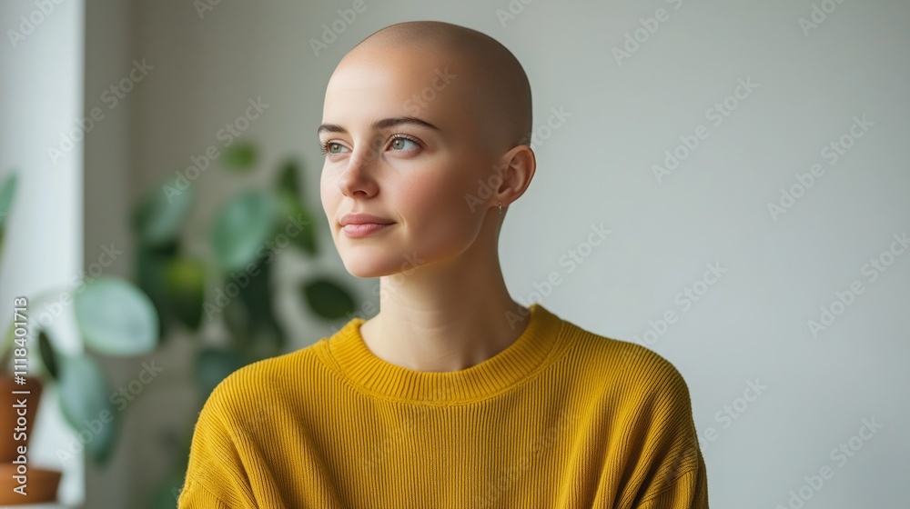 Girl with shaved head reflects on life Girl with shaved head reflects on life
