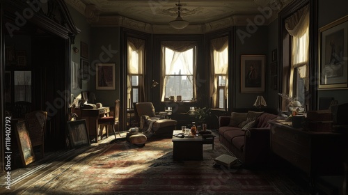 Wallpaper Mural Sunlit Vintage Apartment Living Room Interior Scene Torontodigital.ca