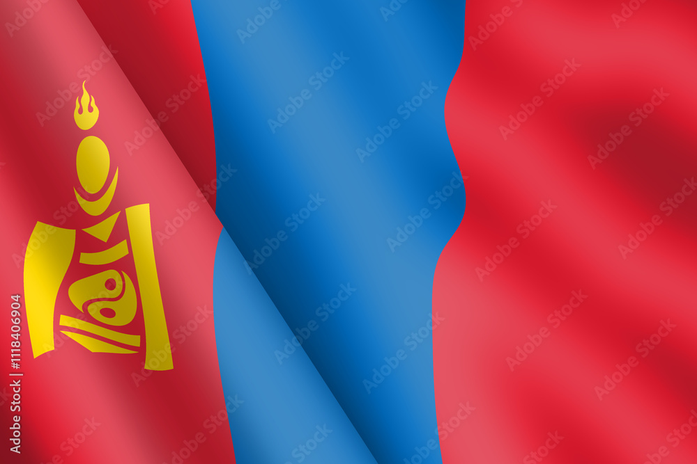 Naklejka premium Mongolia waving flag 3d illustration