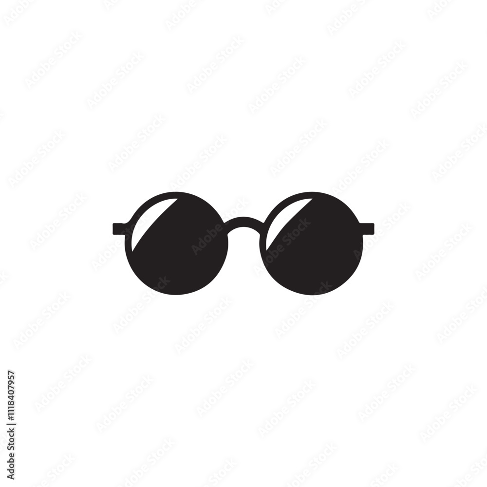 Round Black Sunglasses Silhouette - Modern Vector Design Round Black Sunglasses Silhouette - Modern Vector Design