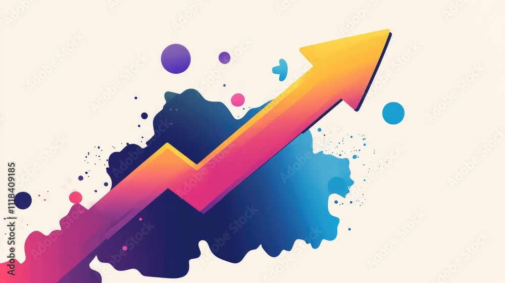 Fototapeta premium rising arrow graphic flat design top view digital marketing theme cartoon drawing Complementary Color Scheme