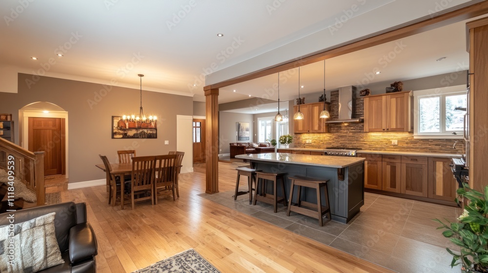 Fototapeta premium Modern Open Concept Kitchen Dining Area Design