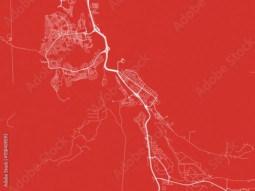 Christmas Map of Fort McMurray Alberta, Canada in Snowy White on Festive Red Background. photo