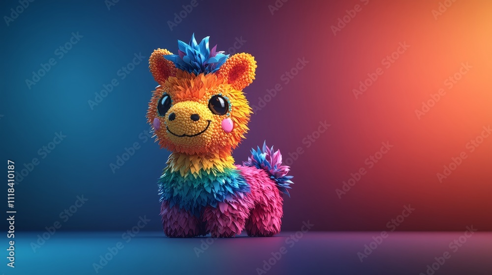 Colorful plush pony character in vibrant artistic style Colorful plush pony character in vibrant artistic style