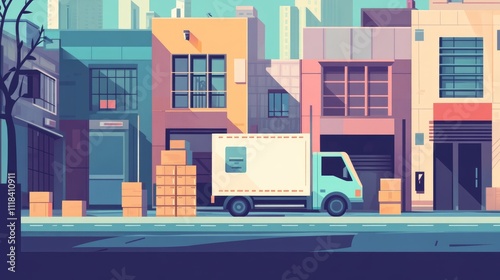 Stock distribution flat design front view delivery theme animation vivid 