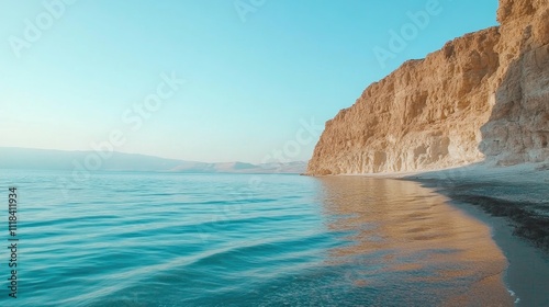 Calm Ocean Meets Sandy Cliffs Under a Clear Sky