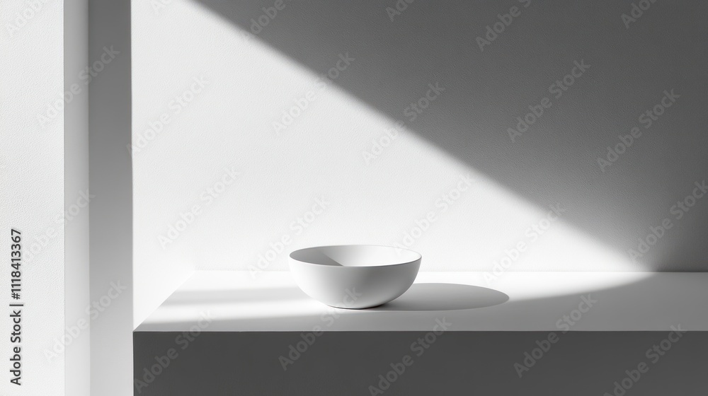 White Bowl on a White Surface in Sunlight White Bowl on a White Surface in Sunlight