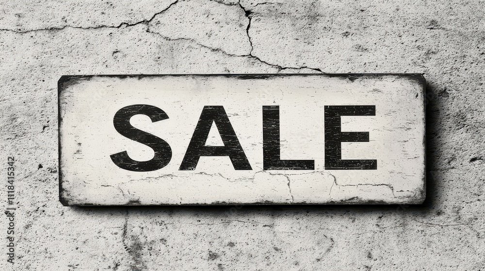 Promotional Sale Sign on Rustic Weathered Background Texture Promotional Sale Sign on Rustic Weathered Background Texture
