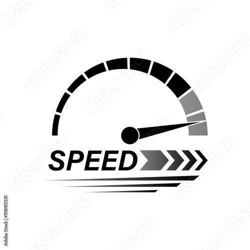 Speed Logo Symbol. Gauge Meter Icon. Speedometer Icon. Tachometer or Odometer Display. Vector Illustration.