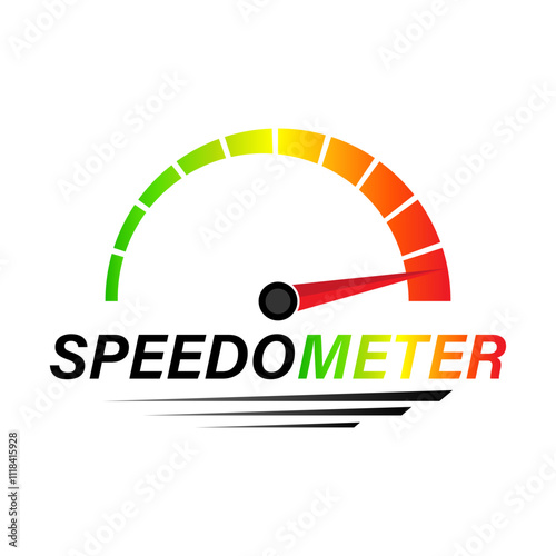 Gauge Meter Icon. Speedometer Icon. Tachometer or Odometer Display. Vector Illustration.