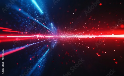 Dynamic Digital Abstract Art with Glowing Lines and Particles