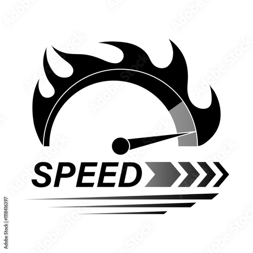 Speed Logo Symbol. Gauge Meter Icon. Speedometer Icon. Tachometer or Odometer Display. Vector Illustration.