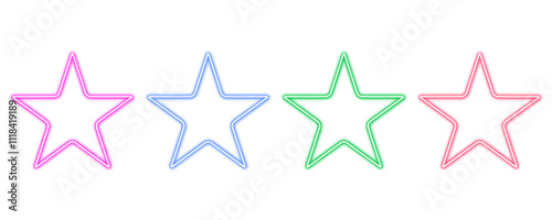 Neon star icon isolated on transparent background
