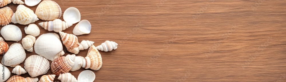 Walnut texture with embedded seashells, coastal and artistic vibe Walnut texture with embedded seashells, coastal and artistic vibe