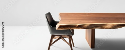 Walnut veneer with seamless grain continuity, ideal for modern furniture photo