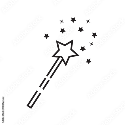 magic wand icon linear logo isolated