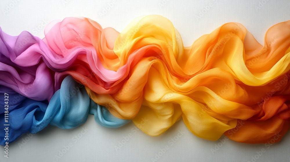 Vibrant colors of flowing fabric in a beautiful wave pattern Vibrant colors of flowing fabric in a beautiful wave pattern