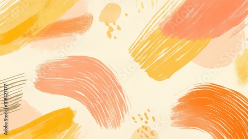 Bright yellow and orange brush patterns blend together on a light background, offering a vibrant and artistic backdrop. The swirls and strokes evoke creativity and warmth, perfect for design projects