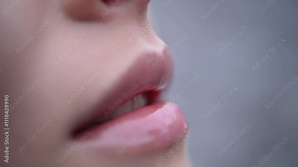 A CloseUp View of Beautiful Lips with Soft Focus and a Textured Background Surrounding Them A CloseUp View of Beautiful Lips with Soft Focus and a Textured Background Surrounding Them