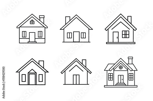  house icon line art vector illustration outline design