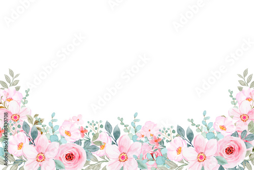 Watercolor flowers background vector for design. Floral border purple color flower frame card template.