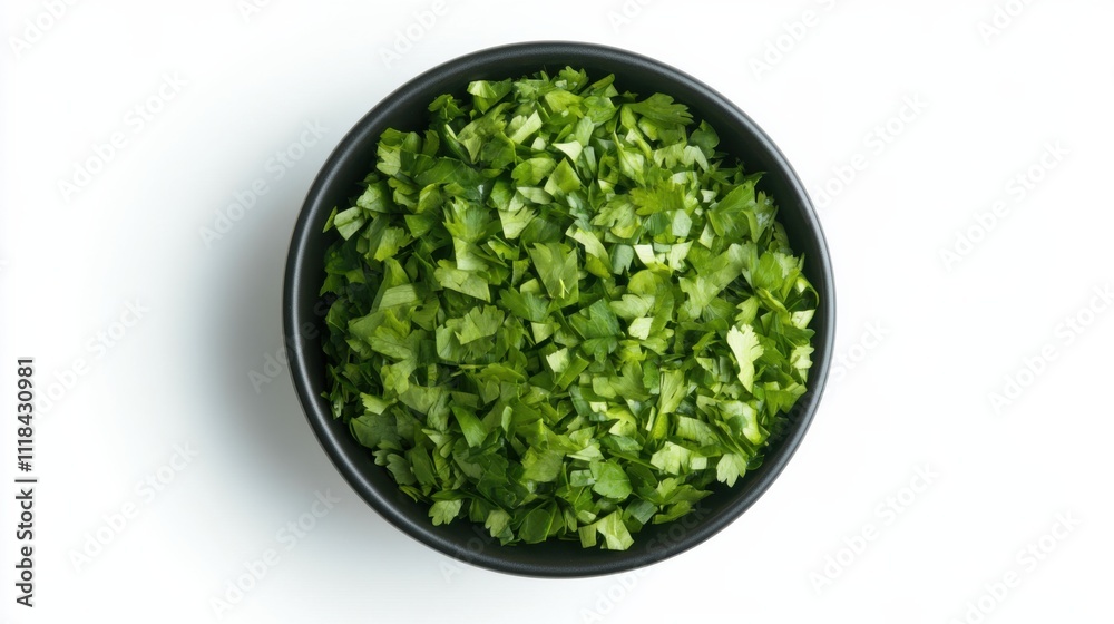 Lush green cilantro fills a sleek black bowl, showcasing its finely chopped leaves. This aromatic herb awaits its moment to elevate dishes with its unique flavor, ideal for various cuisines Lush green cilantro fills a sleek black bowl, showcasing its finely chopped leaves. This aromatic herb awaits its moment to elevate dishes with its unique flavor, ideal for various cuisines