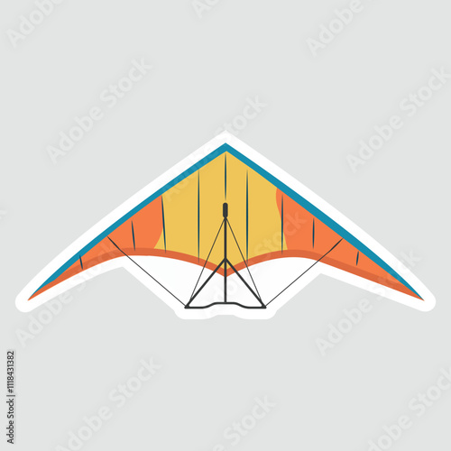 Hang Glider Vector Illustration Sticker. A colorful hang glider sticker, perfect for extreme sports themes, outdoor adventure designs, and vacation activities