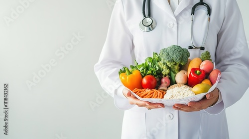 Doctor presents healthy food options.