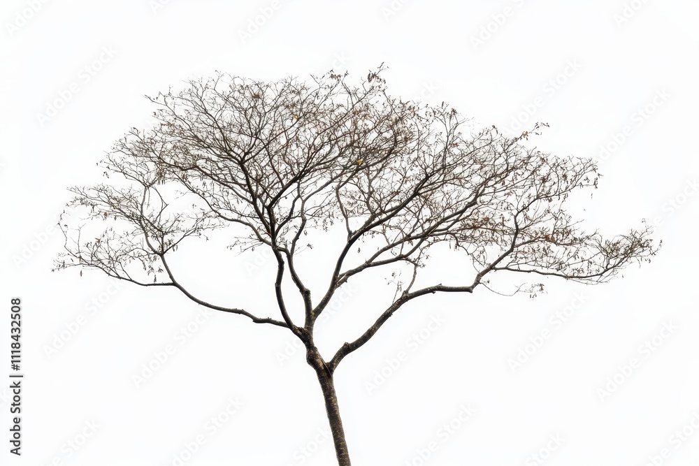 A solitary, leafless tree against a white background, symbolizing resilience and nature's cycles. A solitary, leafless tree against a white background, symbolizing resilience and nature's cycles.