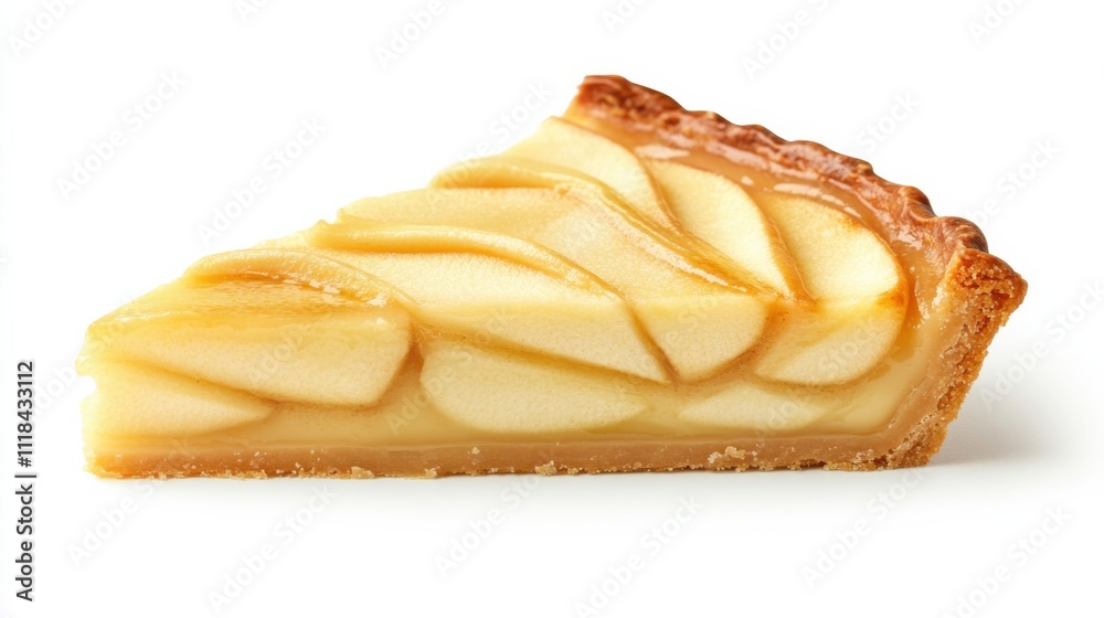 This exquisite dessert features a perfectly baked apple tart showcasing delicately arranged apple slices atop a rich, creamy filling within a crisp, golden crust This exquisite dessert features a perfectly baked apple tart showcasing delicately arranged apple slices atop a rich, creamy filling within a crisp, golden crust