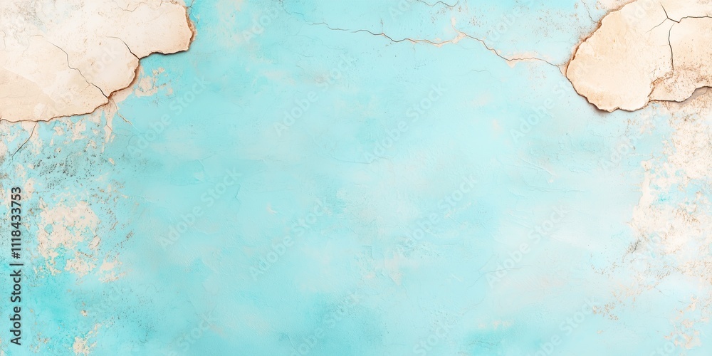 Fototapeta premium Textured blue and brown abstract background with cracked edges