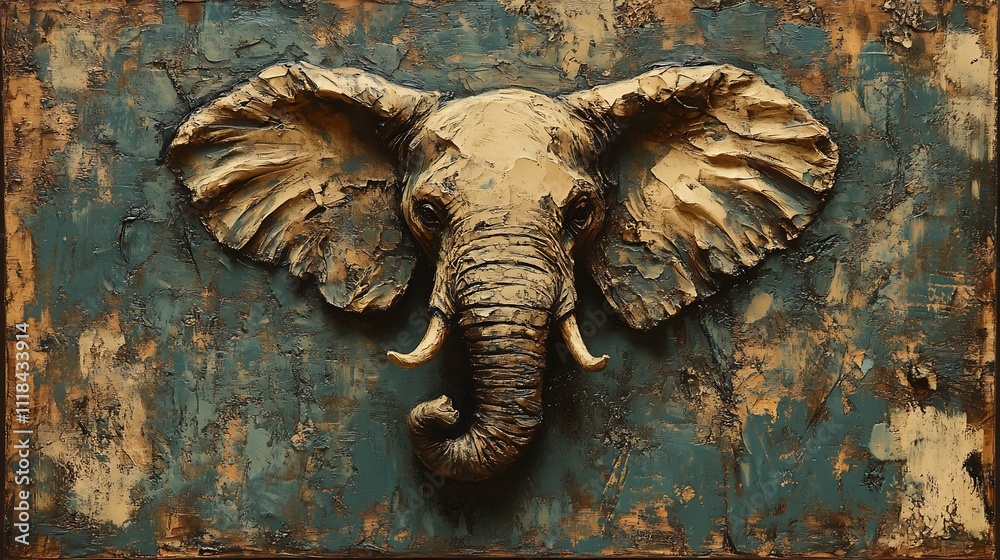 Strong textured elephant illustration showcasing its calm demeanor ideal for wisdom or conservation themes with space for captions Strong textured elephant illustration showcasing its calm demeanor ideal for wisdom or conservation themes with space for captions