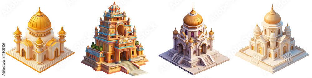 Obraz premium castle - 3d Set on transparent background PNG file