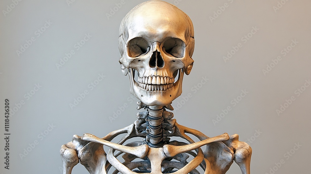 Realistic skeleton drawing detailed bone structure symbolizing anatomy life leaving open spaces for educational or scientific themes Realistic skeleton drawing detailed bone structure symbolizing anatomy life leaving open spaces for educational or scientific themes