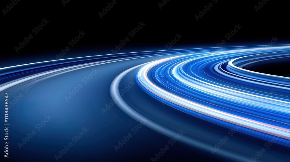 Abstract Blue Light Trails Curve Motion Speed Abstract Blue Light Trails Curve Motion Speed