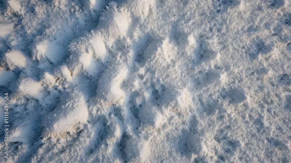 Natural snow texture. The surface of the snow crust. Snowy ground. Winter background with snow patterns. Perfect for Christmas and New Year design. Closeup top view. Natural snow texture. The surface of the snow crust. Snowy ground. Winter background with snow patterns. Perfect for Christmas and New Year design. Closeup top view.