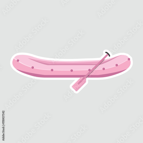 Inflatable Rubber Boat Vector Illustration Sticker. A bright inflatable rubber boat sticker, ideal for water activities, beach trips, and summer holidays
