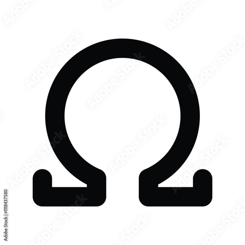 omega glyph icon with white background vector stock illustration